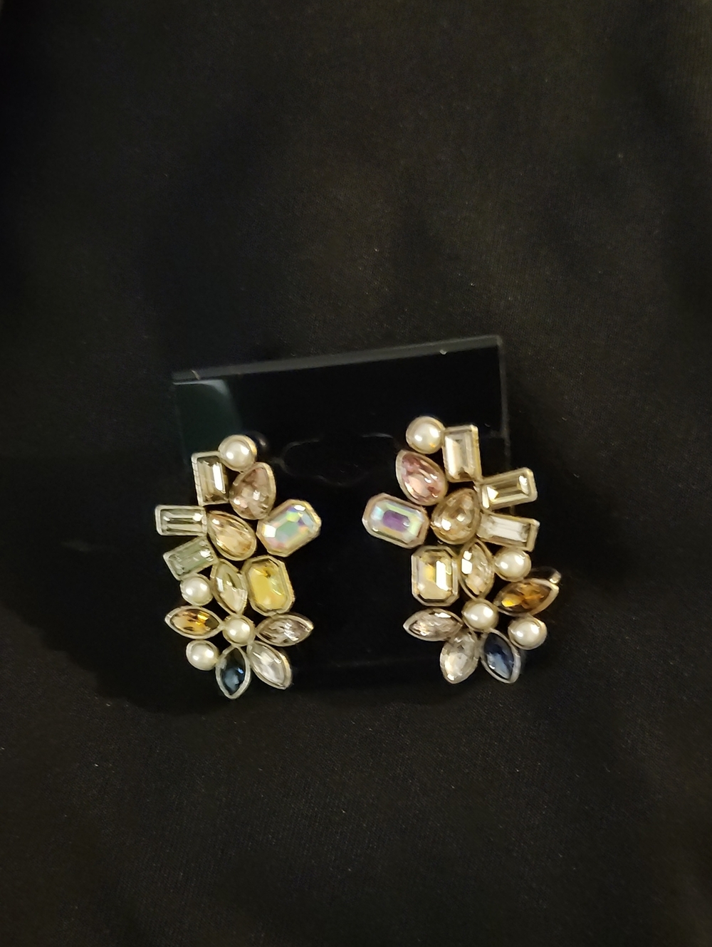 BaubleBar Gold-Tone Multi-Color Crystal & Pearl Cluster  Earrings